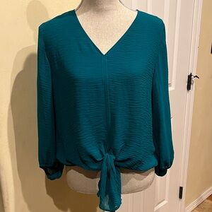 Vince Camuto Teal Tie-Front Blouse